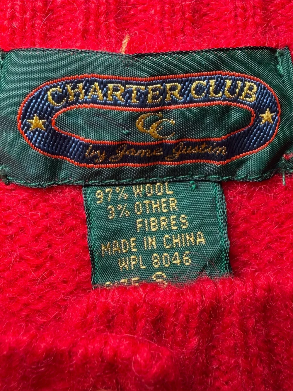 Vintage Charter Club 97% Wool Cardigan Christmas Sweater Women SMALL Red